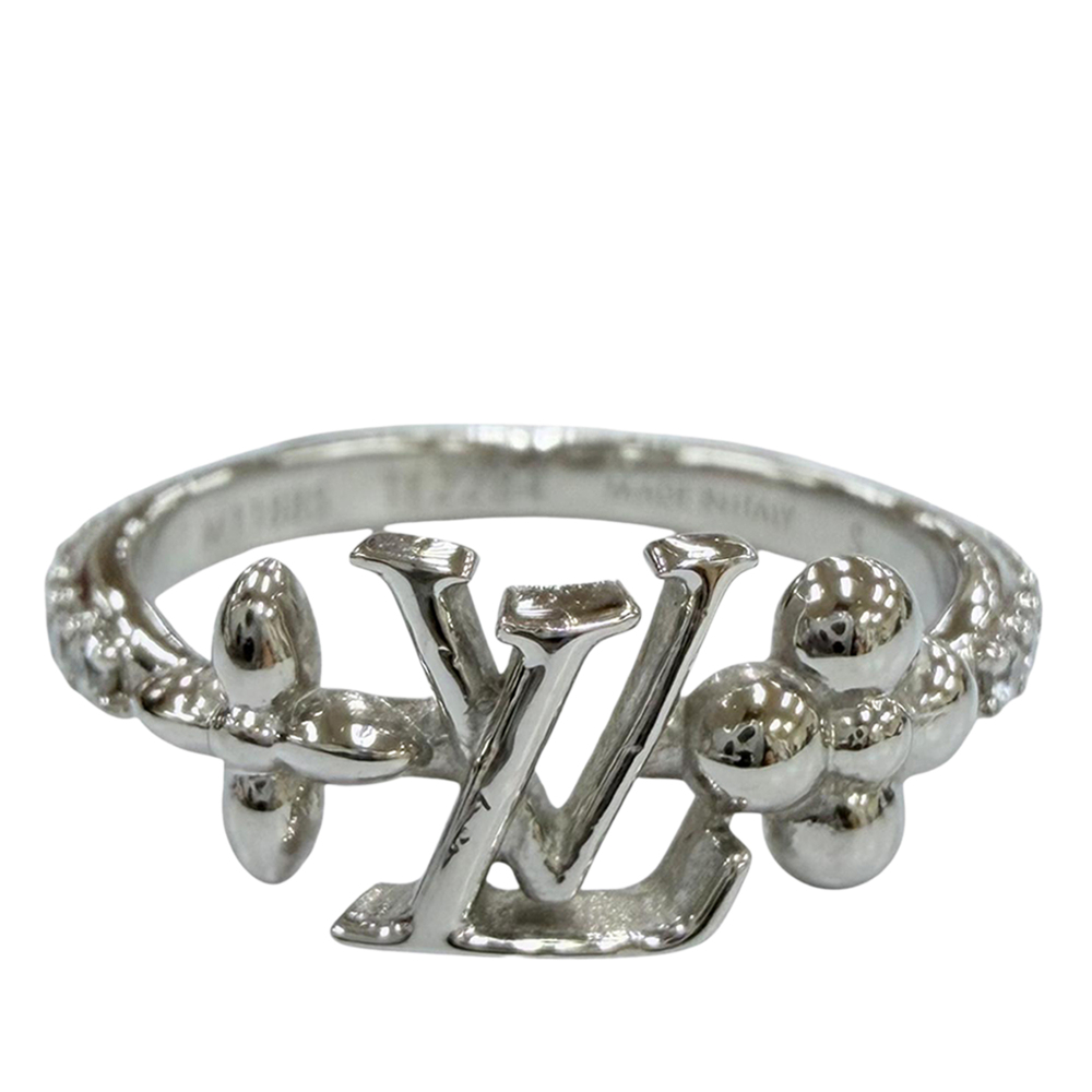 Pre-Loved Louis Vuitton Palladium Plated and Strass LV Iconic Ring Metal